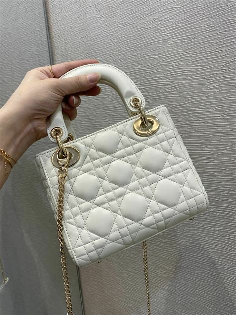 white mini lady dior|Lady Dior mini white bag.